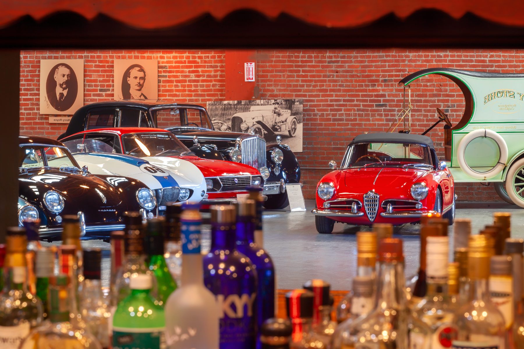 The club bar looking out over the cars